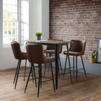 Luxe Faux Leather Bar Stool - Brown