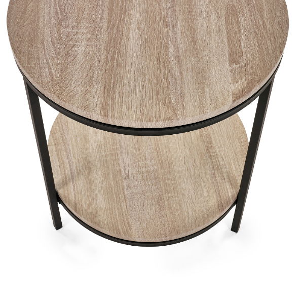 TRI225 - Tribeca Circular Lamp Table with Shelf Sonoma Oak Detail_1