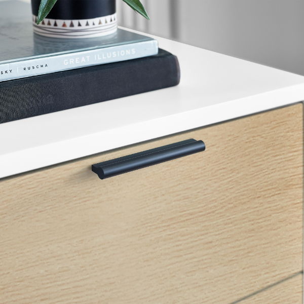 ALBA 2 DRAWER BEDSIDE - SOFT CLOSE - WHITE/OAK