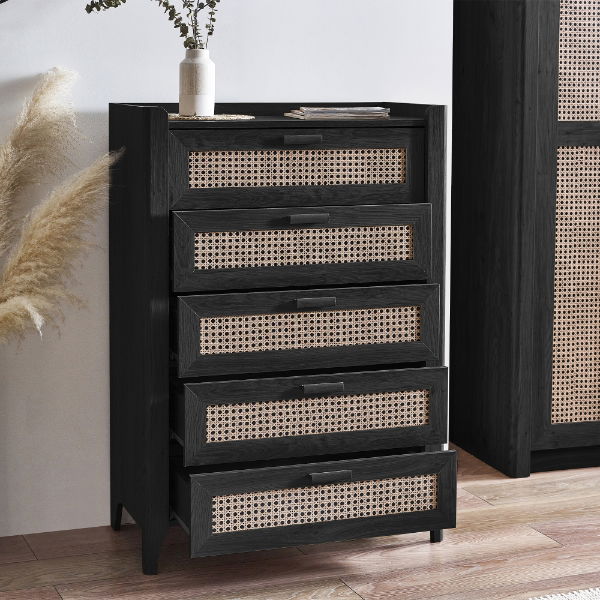 SYDNEY 5 DRAWER CHEST - BLACK ASH