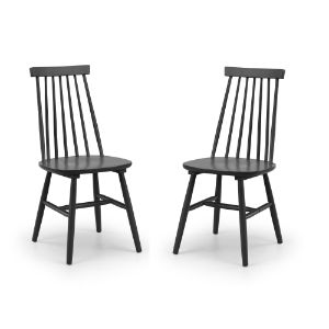 SET OF 2 ALASSIO SPINDLE BACK DINING CHAIRS - BLACK