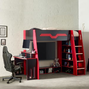 Eagle Single 90cm Gaming High Sleeper - Black and Red