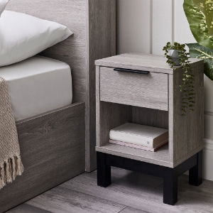 Bali 1 Drawer Bedside - Grey Oak