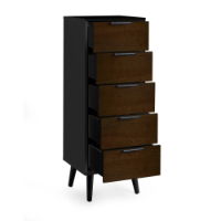 ALBA 5 DRAWER CHEST - SOFT CLOSE - WALNUT/BLACK