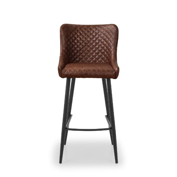 Luxe Faux Leather Bar Stool - Brown