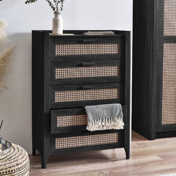 SYDNEY 5 DRAWER CHEST - BLACK ASH