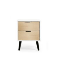 ALBA 2 DRAWER BEDSIDE - SOFT CLOSE - WHITE/OAK